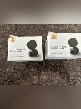 Pair of white Magnetic Suction Phone Holder for watching videos or recording